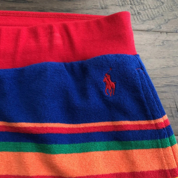 POLO Ralph Lauren striped shorts red blue yellow orange green womens Large New - Picture 3 of 9